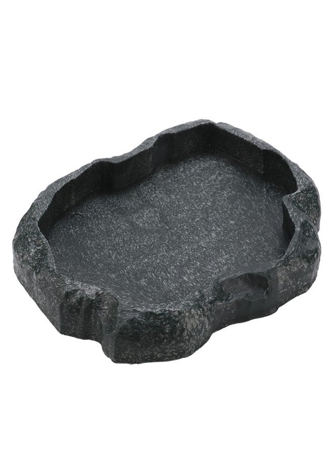 Kodrily Reptile Water Dish, Resin Rock Snake Water Bowl, Dark Green Firm Reptile Water Bowl, Large Tortoise Feeding Bowl for Tortoise Lizard Pets Feeding Accessories, 7.09x5.51x0.79in (M) - Image 1